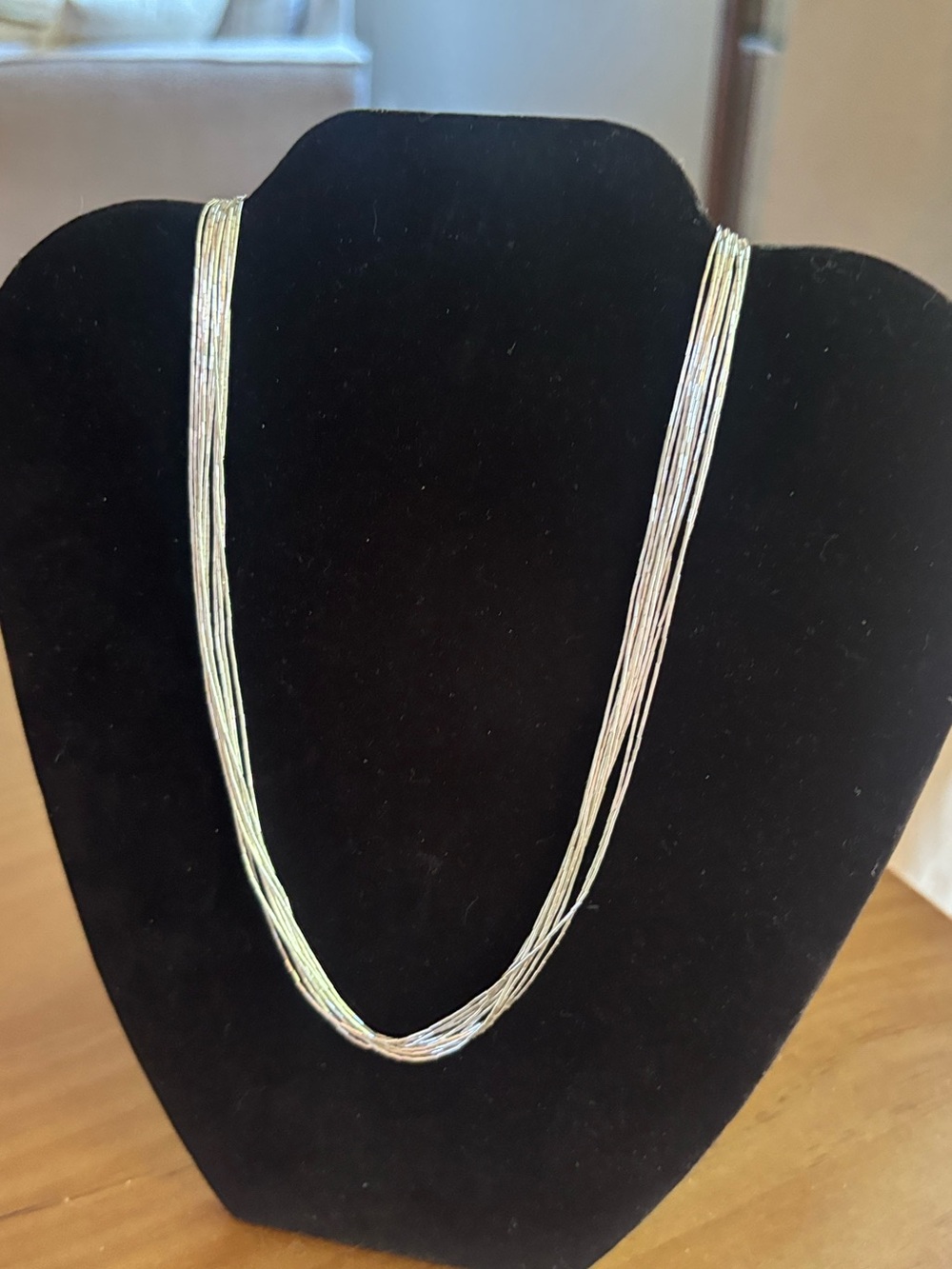 Vintage Southwestern Sterling Silver Liquid Multi Strand Necklace Sunrise 19"